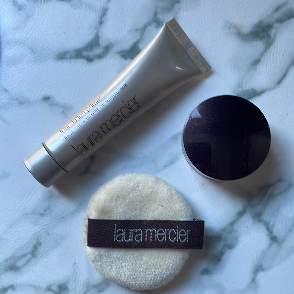 Laura Mercier Translucent Powder with puff and foundation primer base mini new